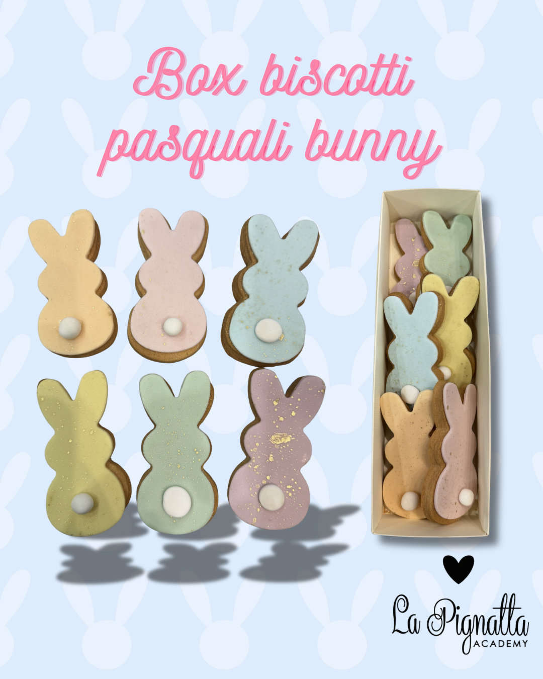 Box coniglietti pasquali pastello in frolla